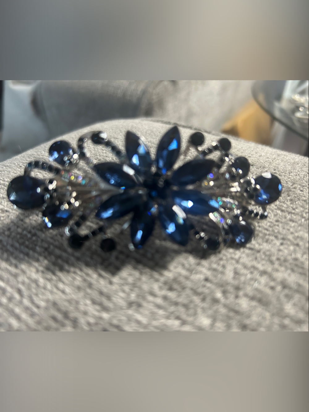 Blue Crystal Floral Hair Clip - Unbranded